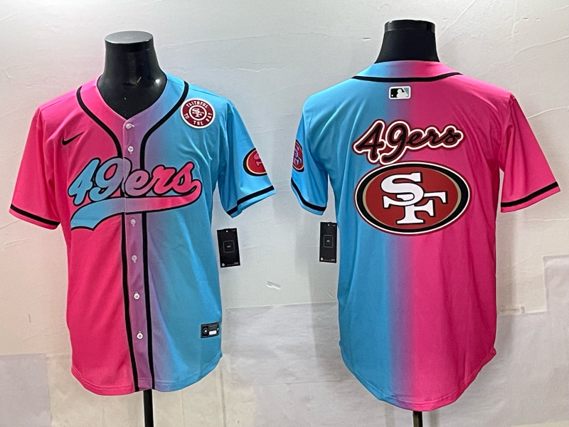 Men 2025 San Francisco 49ers blank Pink Blue pink Nike Limited NFL Jersey 0023